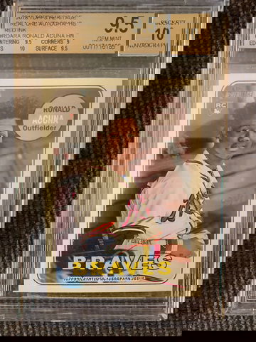 Ronald Acuna 2018 Topps Heritage Red Ink 3/69 BGS 9.5!