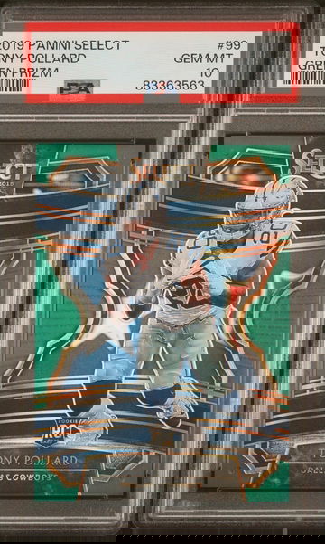 2019 Panini Select Green Prizm Tony Pollard #99 RC /5 PSA 10