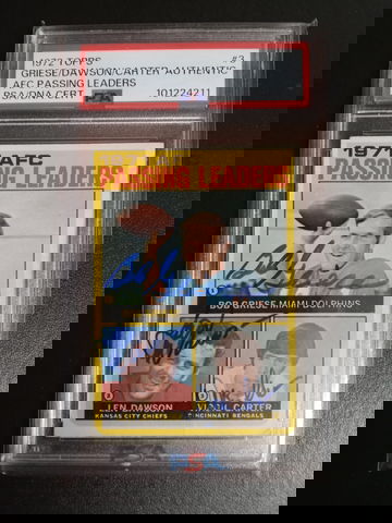 1972 Topps leaders #3 Griese Dawson cater PSA authentic Auto