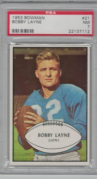1953 Bowman Color FB #21 Bobby Layne PSA 7 Nr Mt