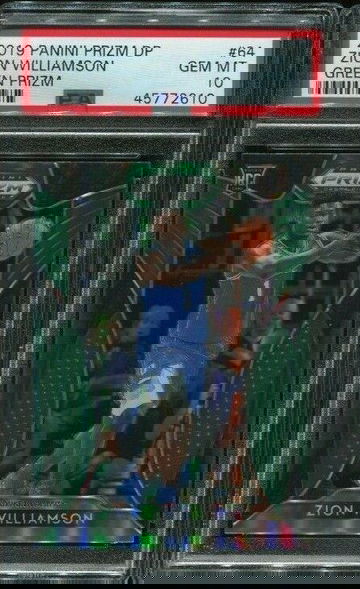 2019 Panini Prizm Draft Picks Zion Williamson Green Prizm Rookie RC #64 PSA 10