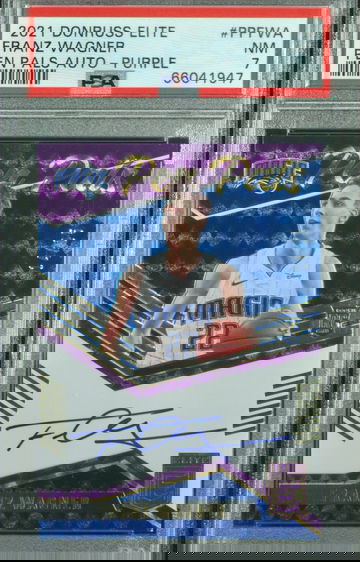 2021-22 Panini Donruss Elite Franz Wagner Pen Pals Purple RC Auto /25 SSP Magic PSA 7 NM