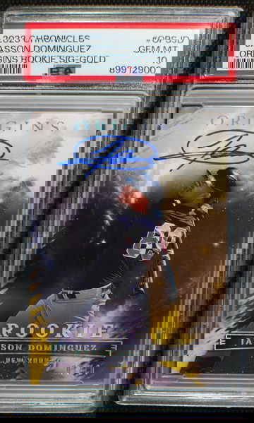 🌟 JASSON DOMINGUEZ - 2023 Panini Chronicles Origins GOLD AUTO RC /10 - PSA 10 POP 1