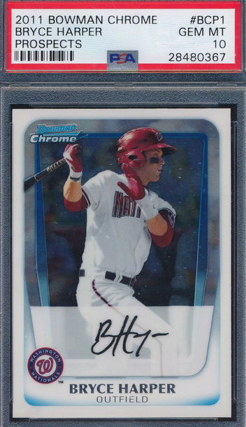 2011 Bowman Chrome Prospects Bryce Harper RC Auto PSA 10 GEM MT 0367