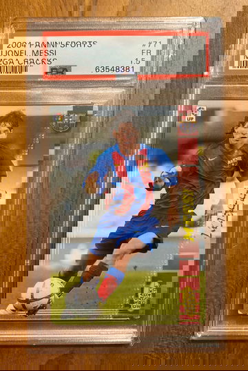 Panini Sports 2004 2005 Megacracks #71 Lionel Messi FC Barcelona Rookie RC Card PSA 1.5 FR