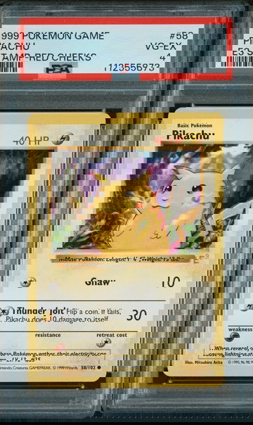 1999 Pokémon Game Pikachu #58 E3 Stamp VG-EX PSA 4