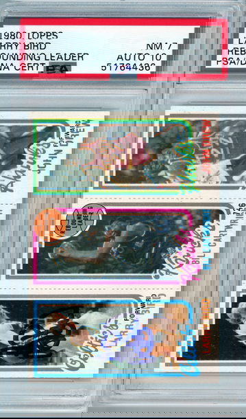 1980 Topps Signed Larry Bird RC Bill Cartwright RC PSA 7 DNA Auto 10 Autograph