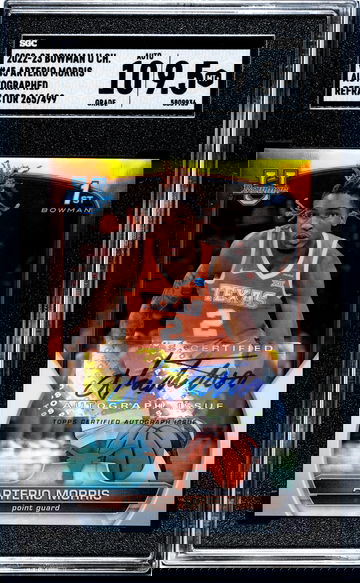 2022-23 Bowman U Autographed Refractor Arterio Morris #45 /499 SGC 9.5 Auto 10