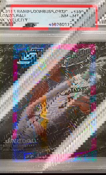 2017 Panini Donruss Optic Lonzo Ball Pink Velocity 37/79 Psa 8