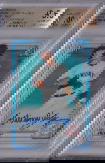 2020 BOWMAN CHROME ANTHONY VOLPE 1ST PROSPECT REFRACTOR AUTO #449/499 BGS 9.5 10 GEM MINT+