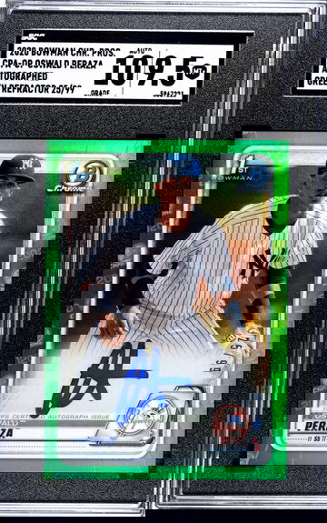 2020 Bowman Chrome Pros.  Oswald Peraza  Autographed Green SGC 9.5