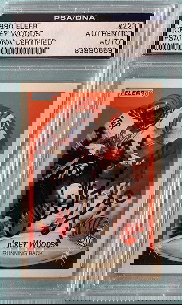 1990 Fleer Ickey Woods Signed PSA/DNA Authenticated Auto