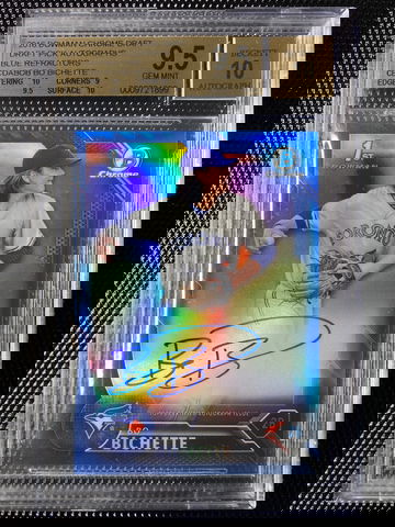(JERSEY #011/150) 2016 Bowman Bo Bichette Blue Refractor Auto BGS 9.5/10