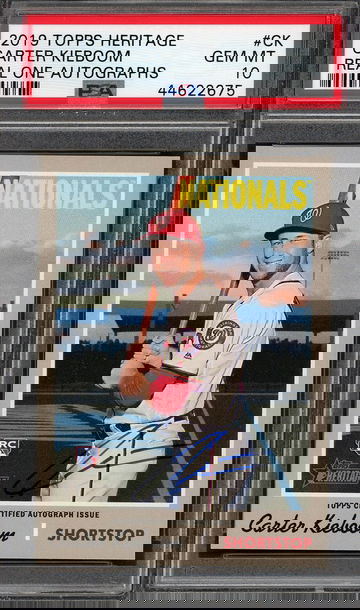 2019 Topps Heritage Carter Kieboom Real One Auto PSA 10