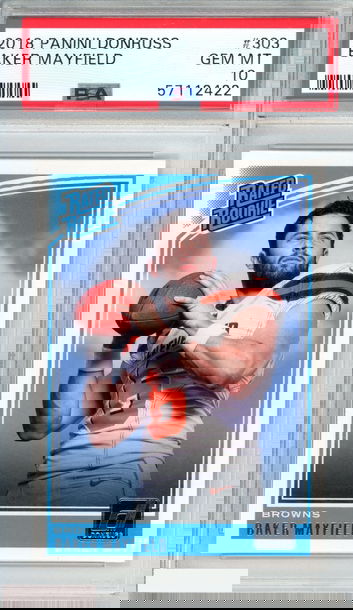 2018 PANINI DONRUSS BAKER MAYFIELD #303 ROOKIE RC BROWNS PSA 10 GEM MT