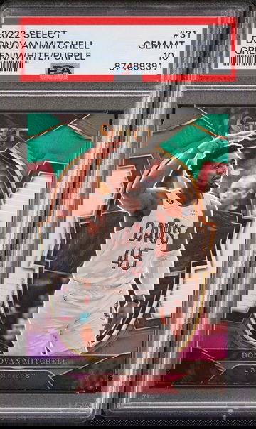 2022 Panini Select Donovan Mitchell #31 - PSA 10 Gem MT Green White Purple Prizm Basketball Card. 