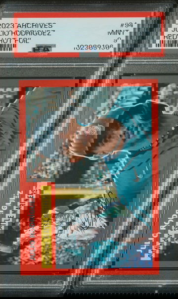 2023 Topps Archives Red Hot Foil Julio Rodriguez #94 /50 PSA 9