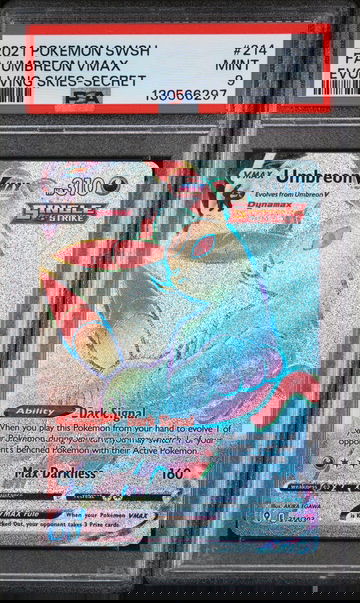 2021 Pokemon Sword and Shield Evolving Skies Rainbow Rare Umbreon Vmax #214 PSA 9