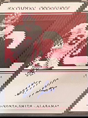 2021 DeVonta Smith National Treasures Patch On Card Auto 8/8