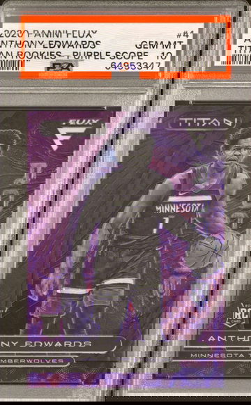 2020-21 Panini Flux Anthony Edwards Titan Purple Scope Prizm RC #4 PSA 10 GEM MINT /38