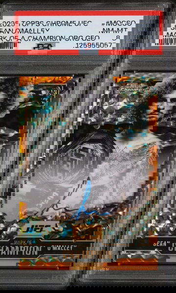 2025 Topps Chrome UFC Mark of A Champion Orange Geometric Sean O'Malley #MOCSO PSA 8