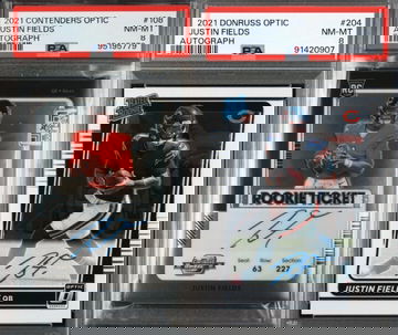 x2 2021 Panini Justin Fields Rookie Contenders Optic /Optic /150 PSA 8 Lot