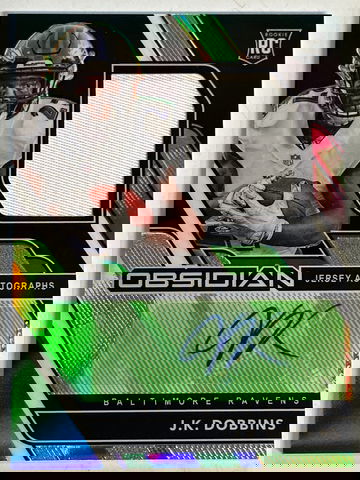 JK Dobbins 2020 Panini Obsidian Rookie Patch Autograph #/50