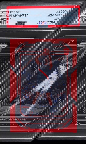 2022 Panini Prizm Shaedon Sharpe Rookie Red /299 PSA 10 Blazers