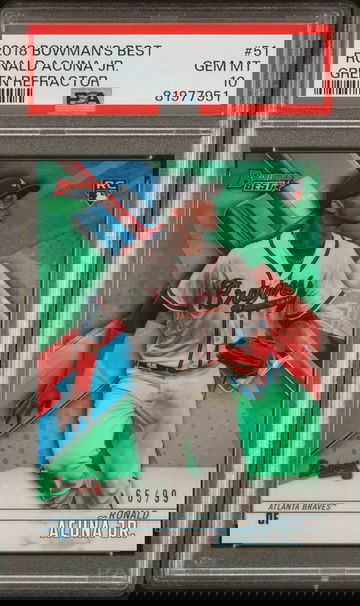 2018 Topps Bowman's Best Green Refractor Ronald Acuna Jr. #51 RC /99 PSA 10