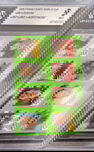 2006 Lionel Messi Panini World Cup Rookie Candy Sticker *HARD GRADE BGS 9 /2 Pop