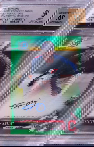 2017 Bowman Chrome Prospects Triston Mckenzie auto green refractor /99