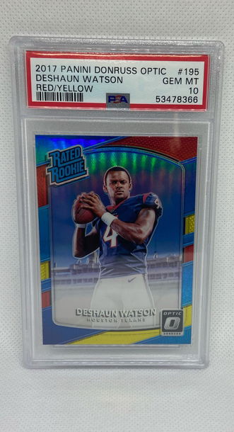 2017 DESHAUN WATSON PANINI DONRUSS OPTIC #195 RED/YELLOW PSA 10 QTY