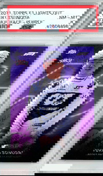 2021 TOPPS F1 LIGHTS OUT YUKI TSUNODA # ROOKIE RACE-PURPLE POP 1! PSA 8 NM-MT