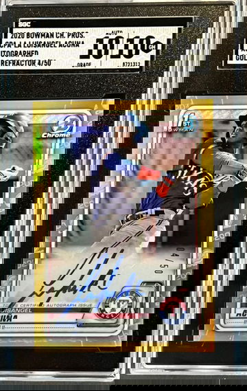 2020 Bowman Chrome Luisangel Acuna 1st RC On Card Auto True Gold Refractor #d 04/50 SGC 10