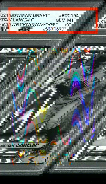 💎2021 Bowman Draft JORDAN LAWLAR Chrome Black/White Raywave Refractor PSA 10🧨