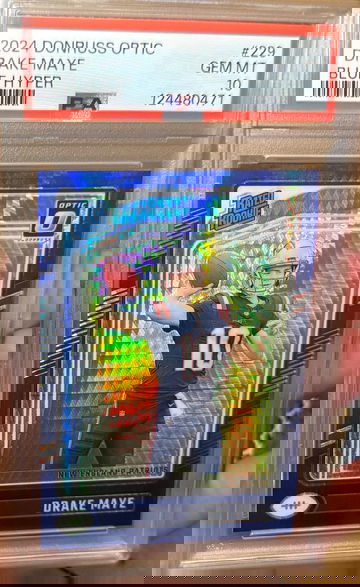 2024 Donruss Optic Drake Maye Rated Rookie Blue Hyper PSA 10