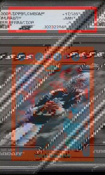 2008 TOPPS CHROME TC163 TOM BRADY COPPER REFRACTOR /425 PSA 9