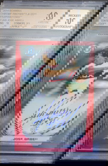 BGS 10 - 2014 BOWMAN CHROME JOSE ABREU (1/5) RED REFRACTORS AUTO 10 POP 1!