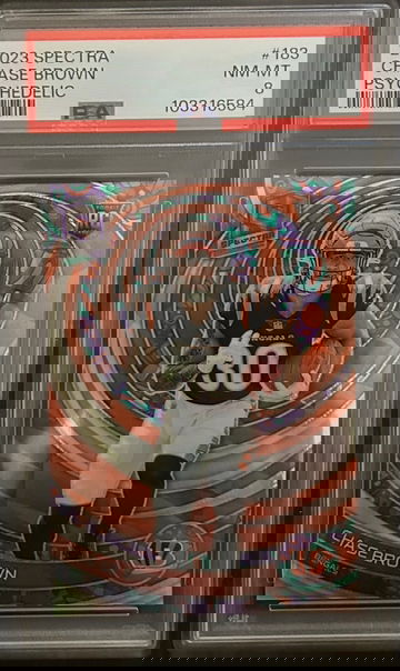 2023 Panini Spectra Chase Brown Rookie Psychedelic PSA 8 Card No. 183