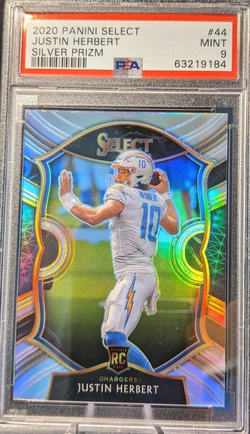 2020 Panini Select Justin Herbert Concourse Level Silver Prizm PSA 9