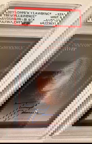 2021 Topps X Trevor Lawrence Rookie Black Autograph #32A PSA 9 Auto 10 Rare /25
