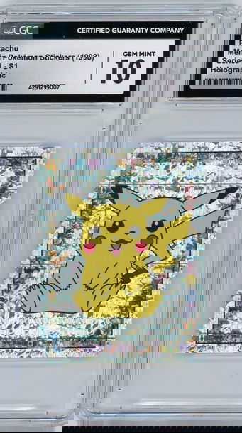1998 MERLIN POKEMON STICKERS PIKACHU HOLOGRAPHIC S1 CGC 10