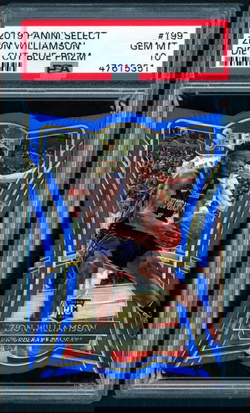 2019-20 Panini Select Zion Williamson Premier Level Blue Prizm Die-Cut RC #’d 217/249 PSA 10