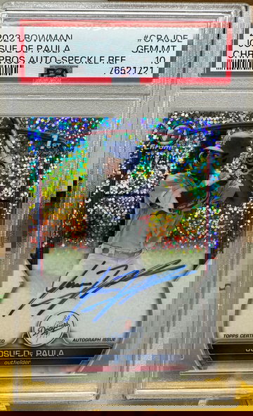 2023 bowman chrome 1st prospect Josue de Paula speckle refractor auto autograph /299 PSA 10 