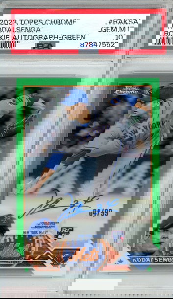 2023 TOPPS CHROME ROOKIE AUTOGRAPH KODAI SENGA #RAKSA GREEN 4 OF 99 RC PSA 10
