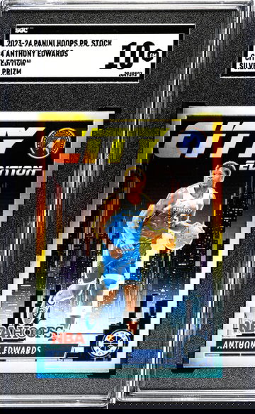 2023-24 Panini Hoops Premium Stock #4 Anthony Edwards City Ed. Silver Prizm SGC 10