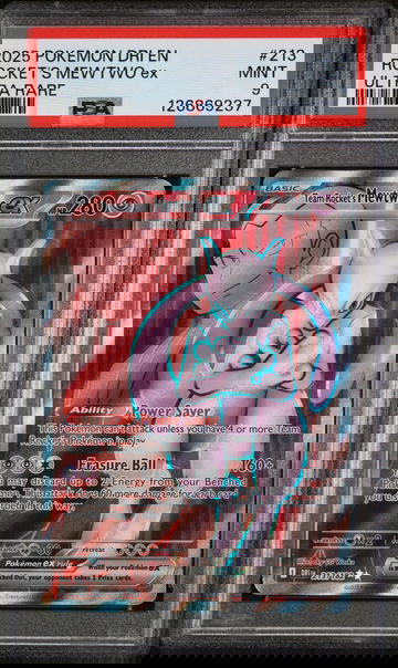 2025 Pokemon Destined Rivals Ultra Rare Team Rocket's Mewtwo Ex #213 PSA 9