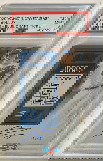 2020 Contenders Gavin Lux Rookie Blue Draft Ticket Auto /49 PSA 9 Dodgers