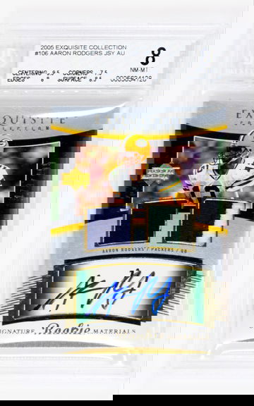 2005 Upper Deck Exquisite Collection Aaron Rodgers Jersey Auto BGS 8