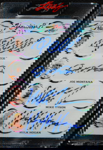 🌟 PELE MONTANA TYSON HOGAN PUJOLS CURRY PETTY 2021-22 Leaf Pearl 8 HOF AUTO /2